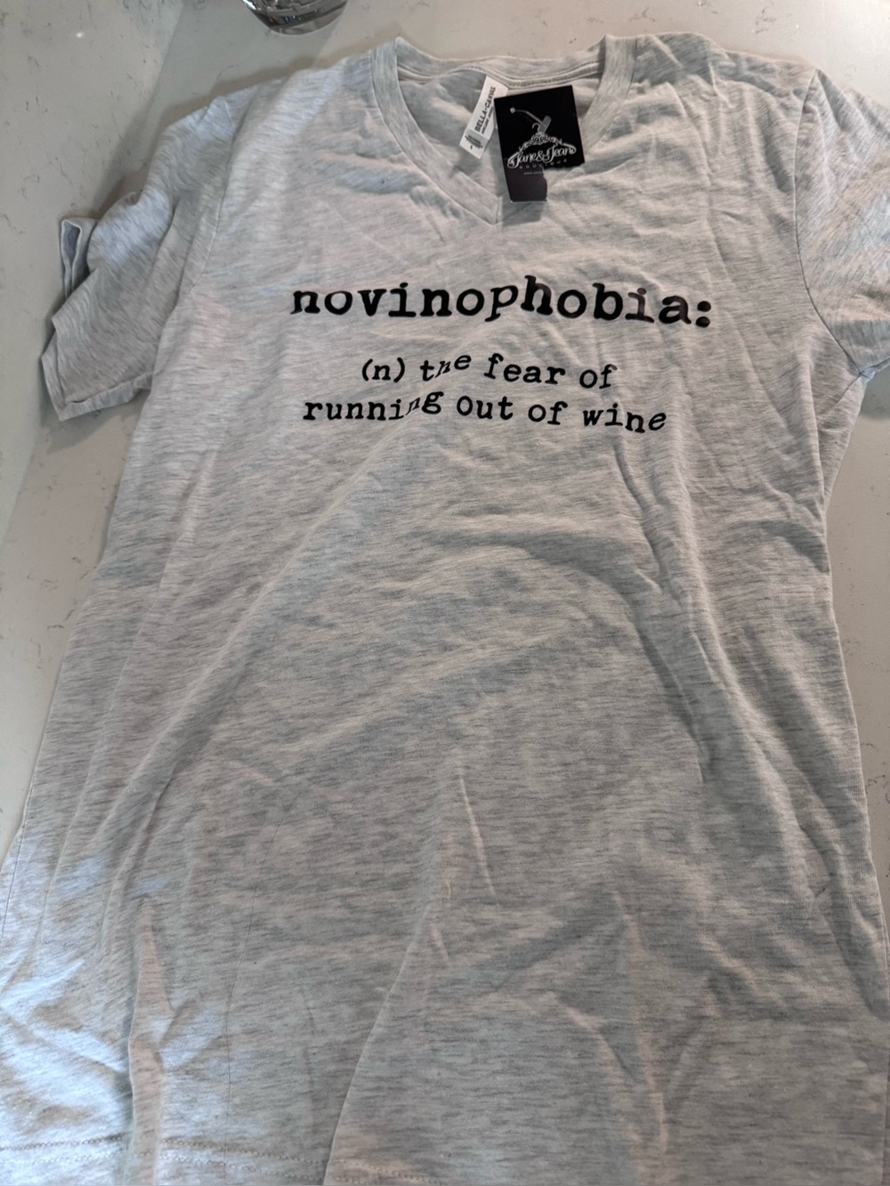Bella Canvas Light Gray Novinophobia V-Neck Tee
